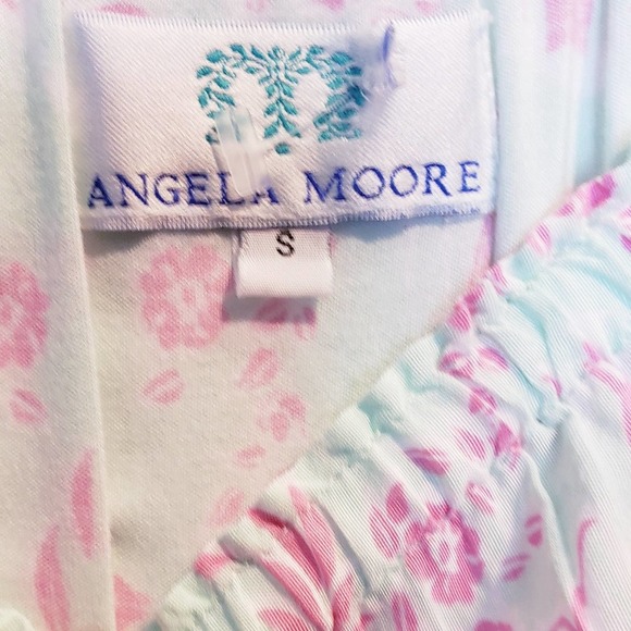 Angela Moore Pale Turquoise and Pink Carly Dress Long‎ Butterfly Sleeves Size S - Picture 7 of 10